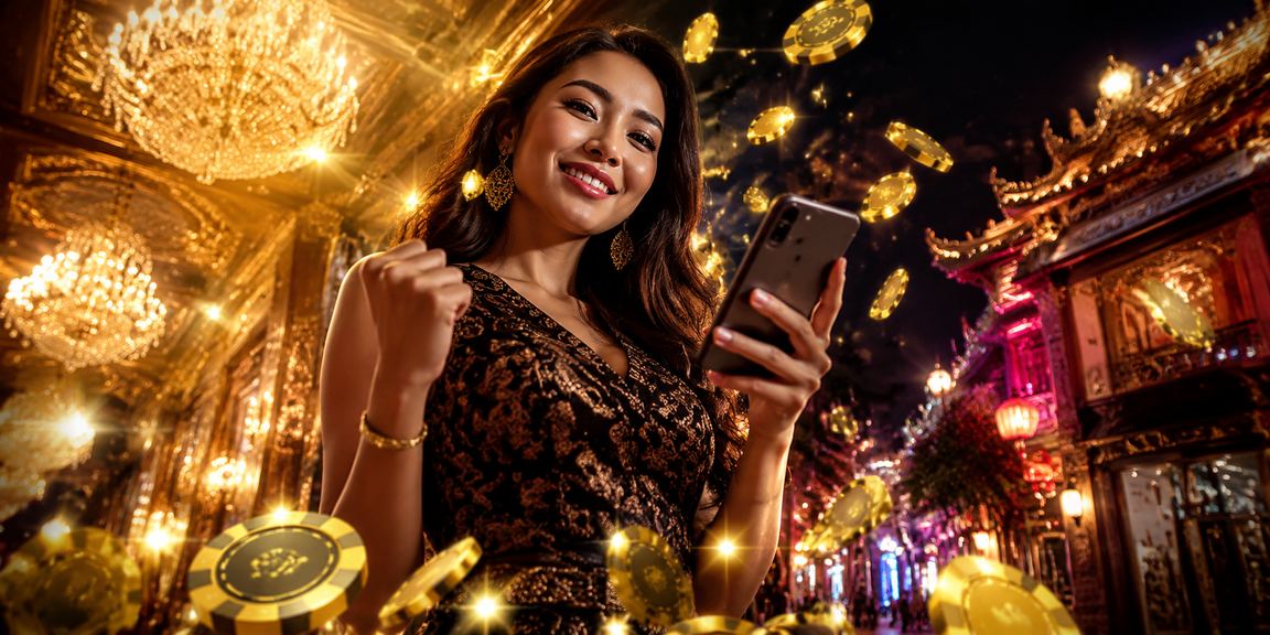 Pengguna melakukan taruhan esports melalui perangkat mobile dengan neon theme